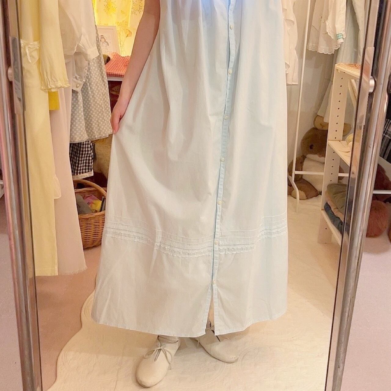 light blue sleeve less one-piece