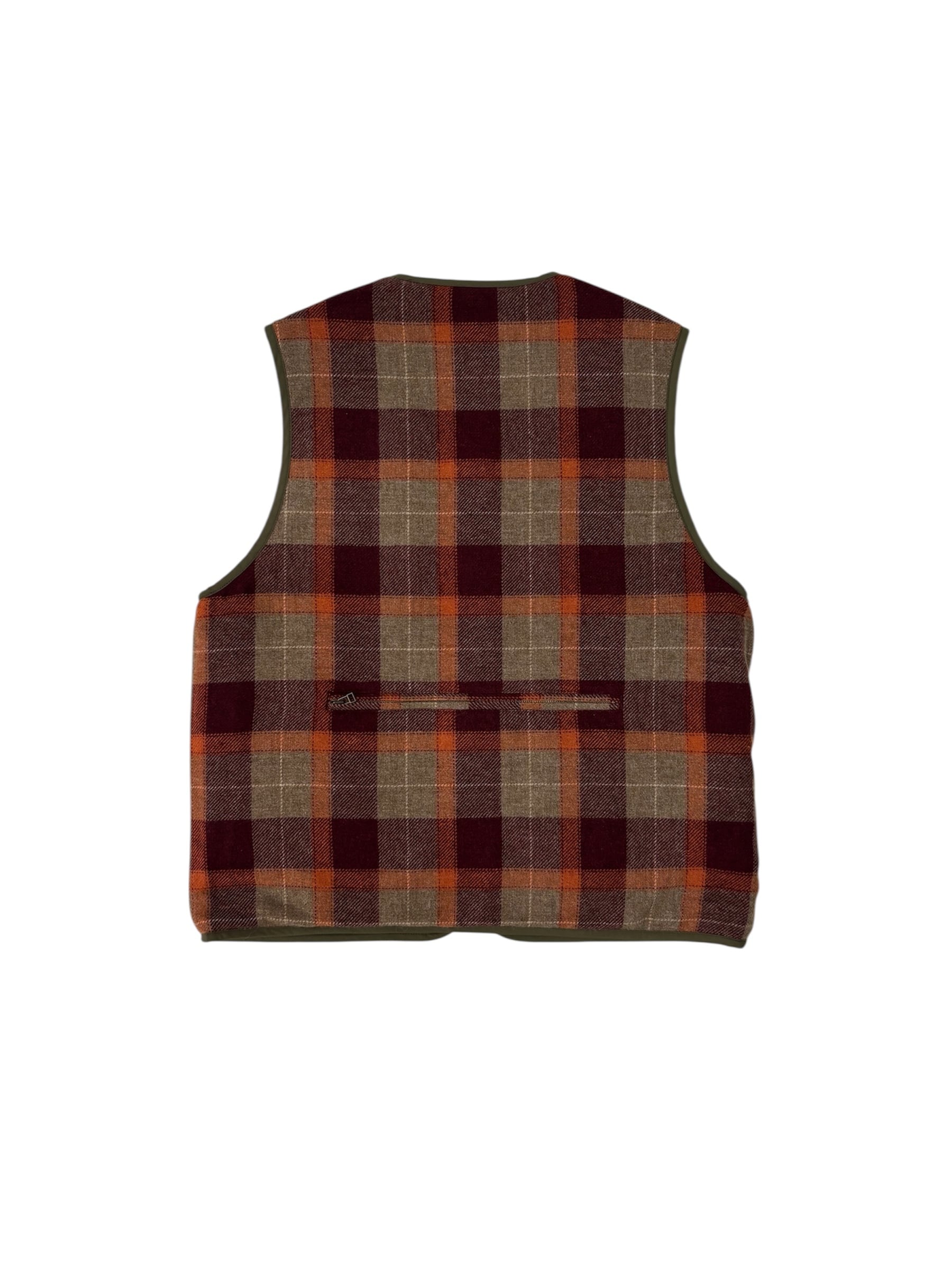 PWA】REFINE-WOOL CHK RV VEST - OLIVE | standlobby