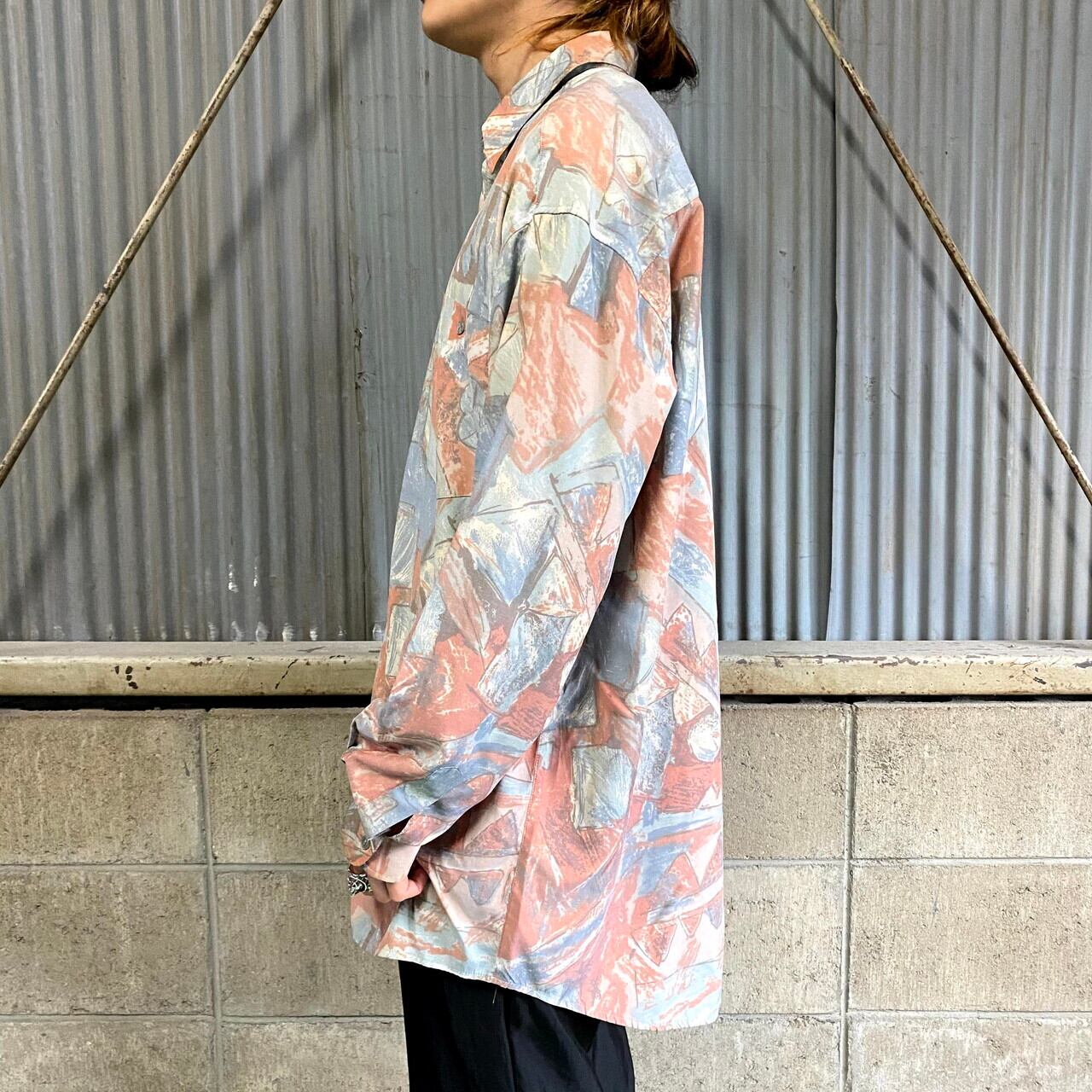 NEW FAST ペールトーン アート柄 長袖 レーヨン ユーロブランド 総柄