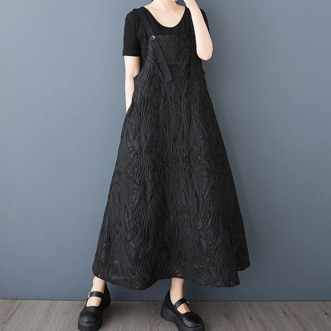 幾何学デザイン サスペンダードレス 00132