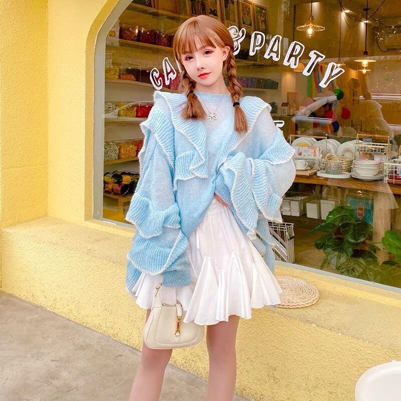 ans dotsloevner トップス 水色 水色 トップス セーター ブラウス | LOVEYsmileSHOP