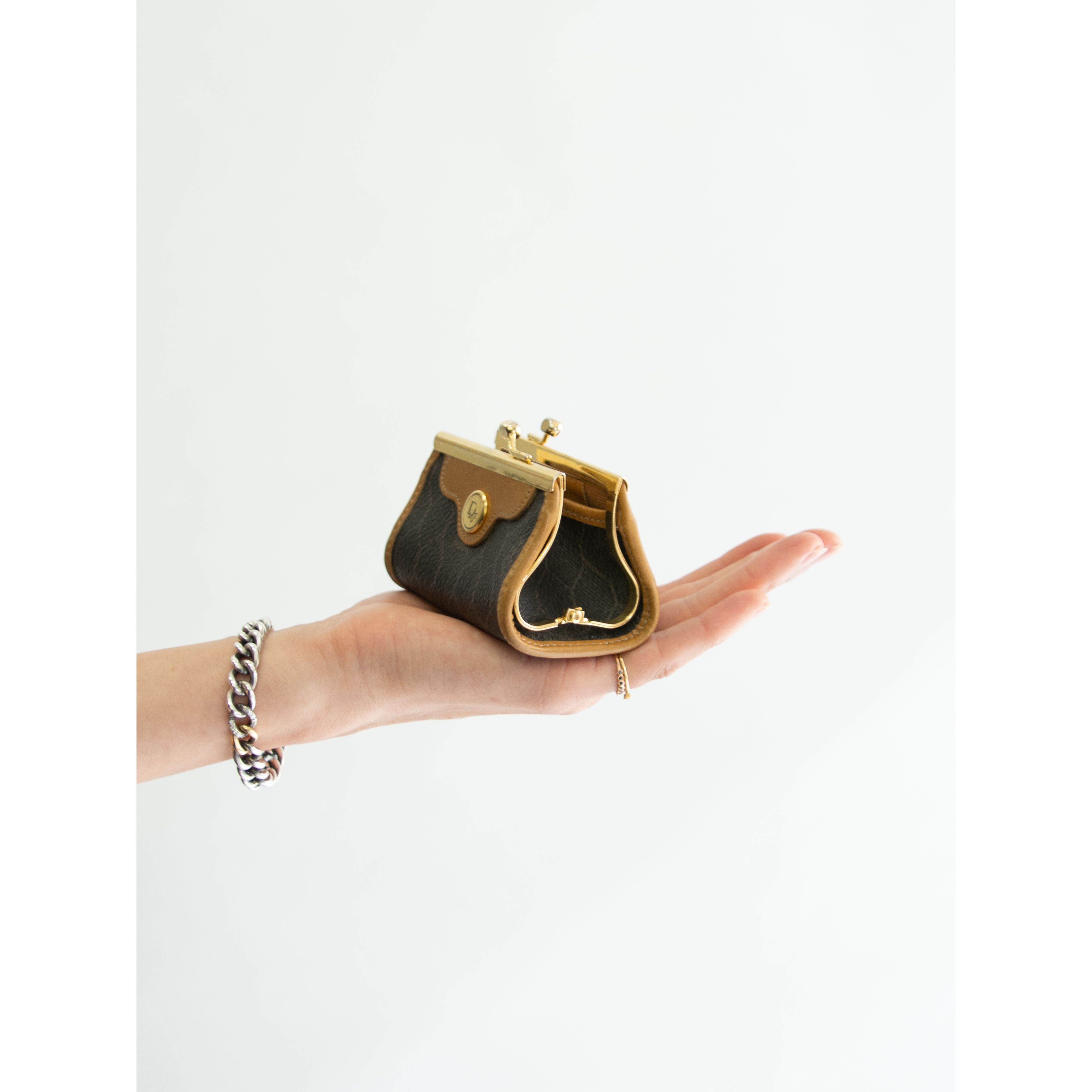 Dior 小銭入れ 小物入れ 財布 がま口 本革 レザー ディオール Christian Dior】Made in France PVC×Leather coin purse
