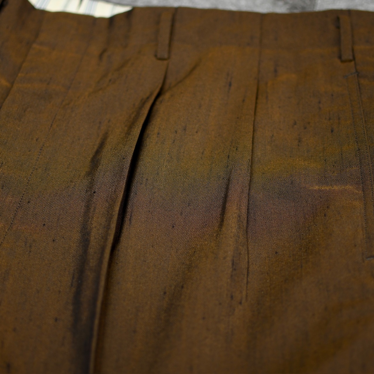 60's iridescence tuck slacks brown