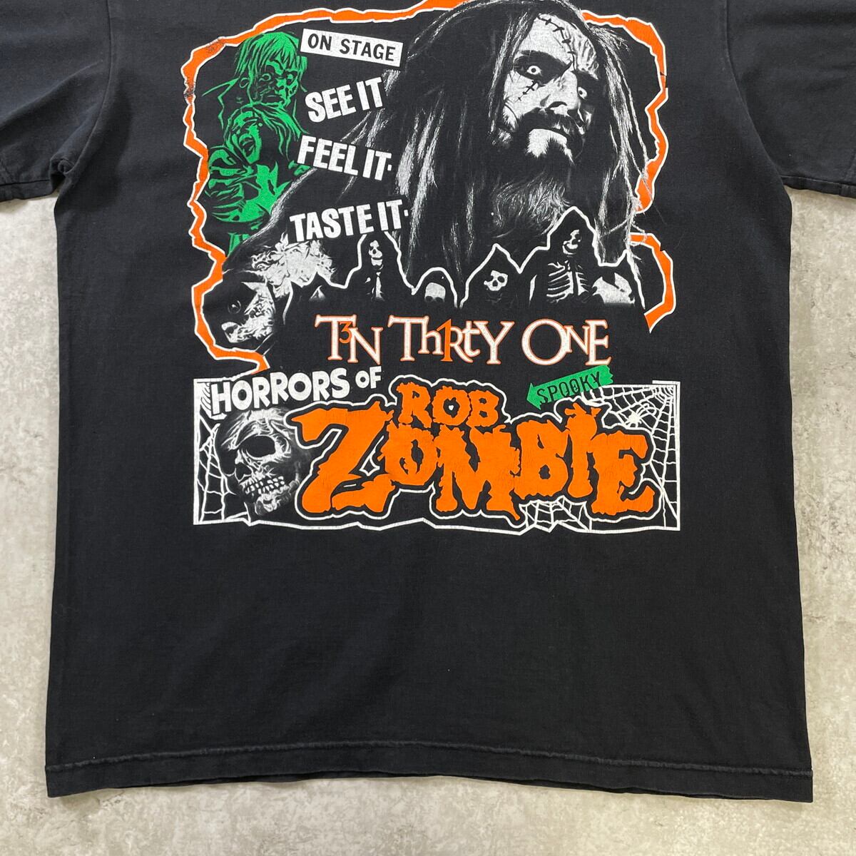 00’s ロブ・ゾンビ Tシャツ フランケンシュタイン ROB ZOMBIE ロブゾンビ バンドTシャツ メンズL 古着 バンT 黒【Tシャツ