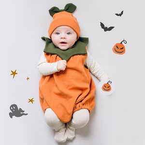 【66-90】ハロウィンかぼちゃロンパース C1057