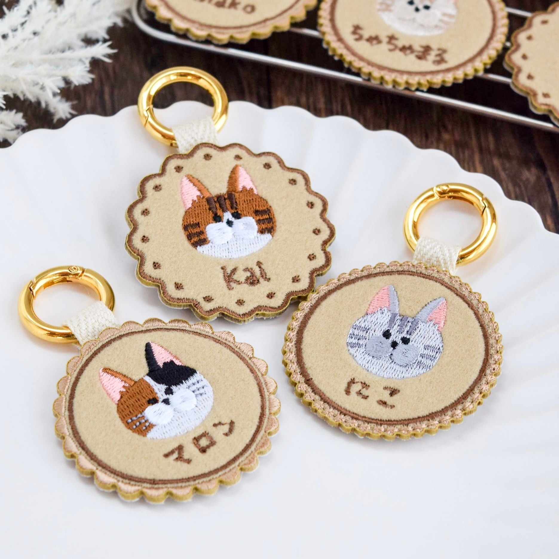 黒猫 桜 月 バッグチャーム / キーチェーン ネコ ねこ ペット バッグ