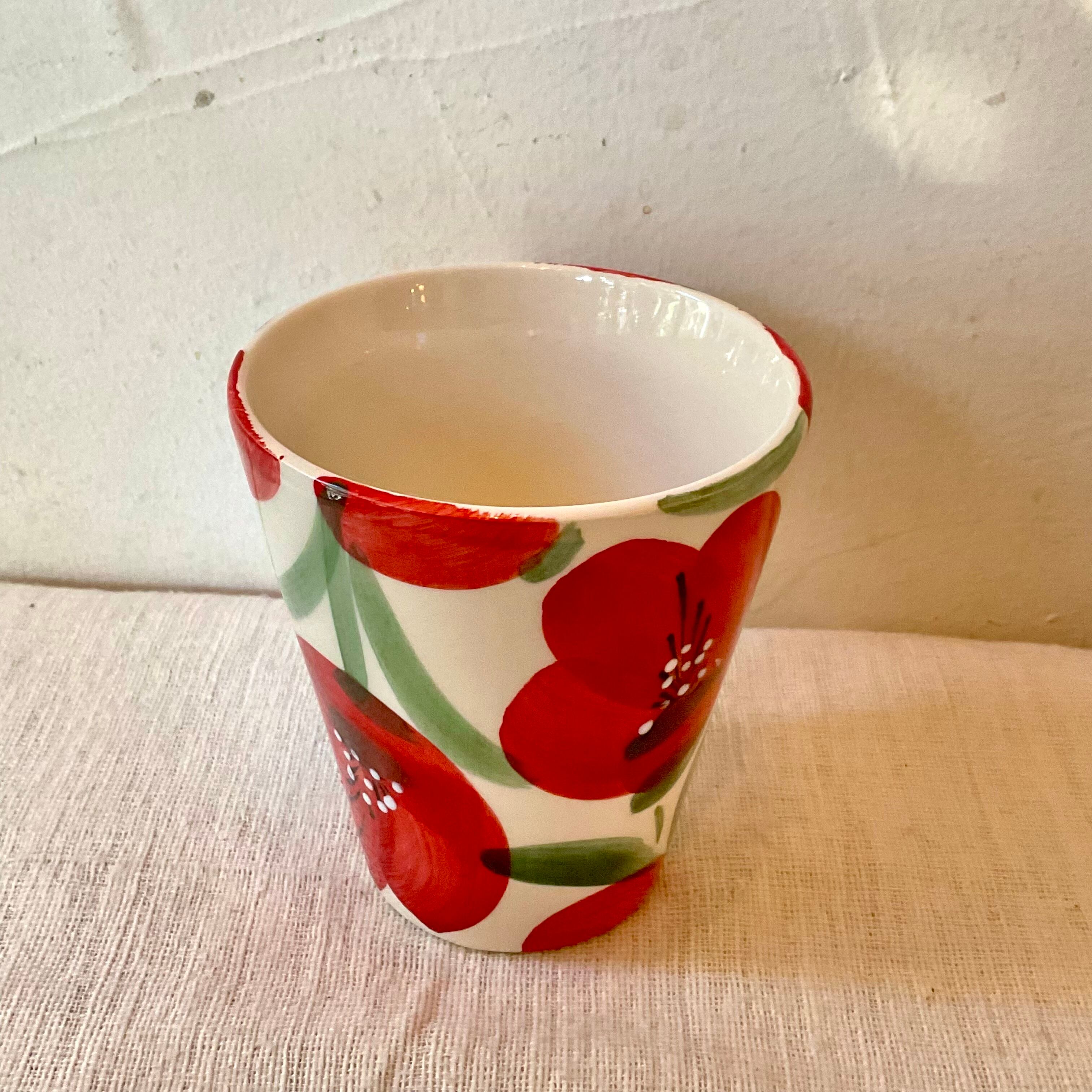 スペイン陶器】マグカップ（赤花） | 照明＆エシカルライフスタイル