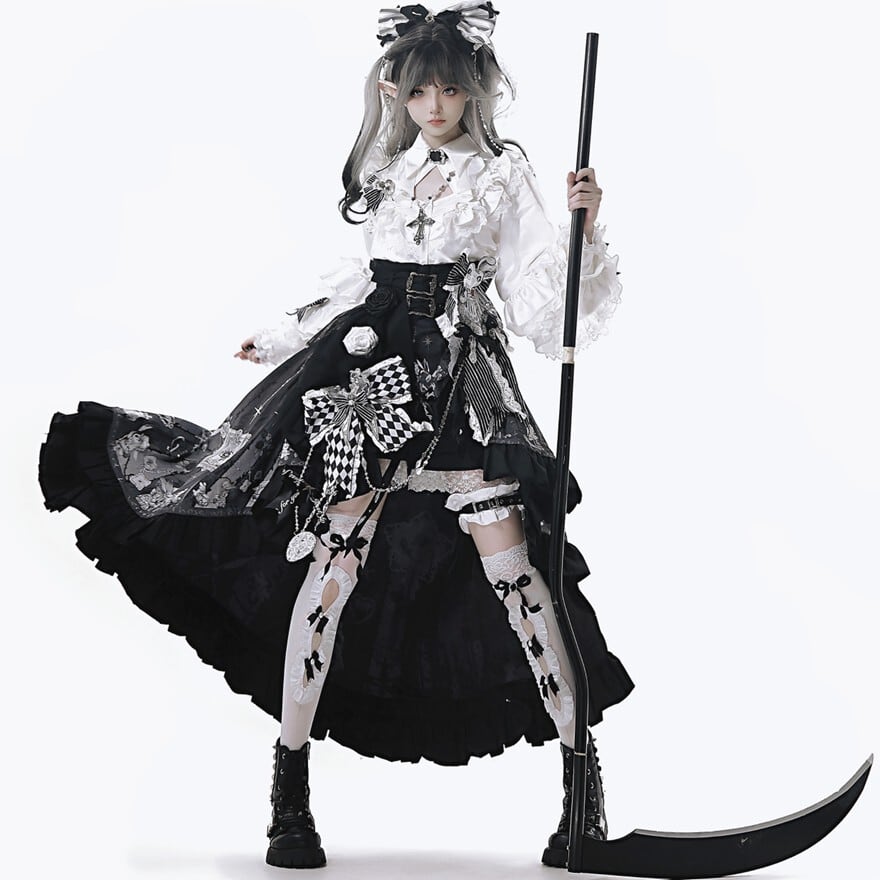 予約商品  12月出荷 マジカル ゴスロリ ドレス フルセット ドレス リボン カチューシャ ネックレス ライブ ステージ衣装 コンカフェ イベント衣装