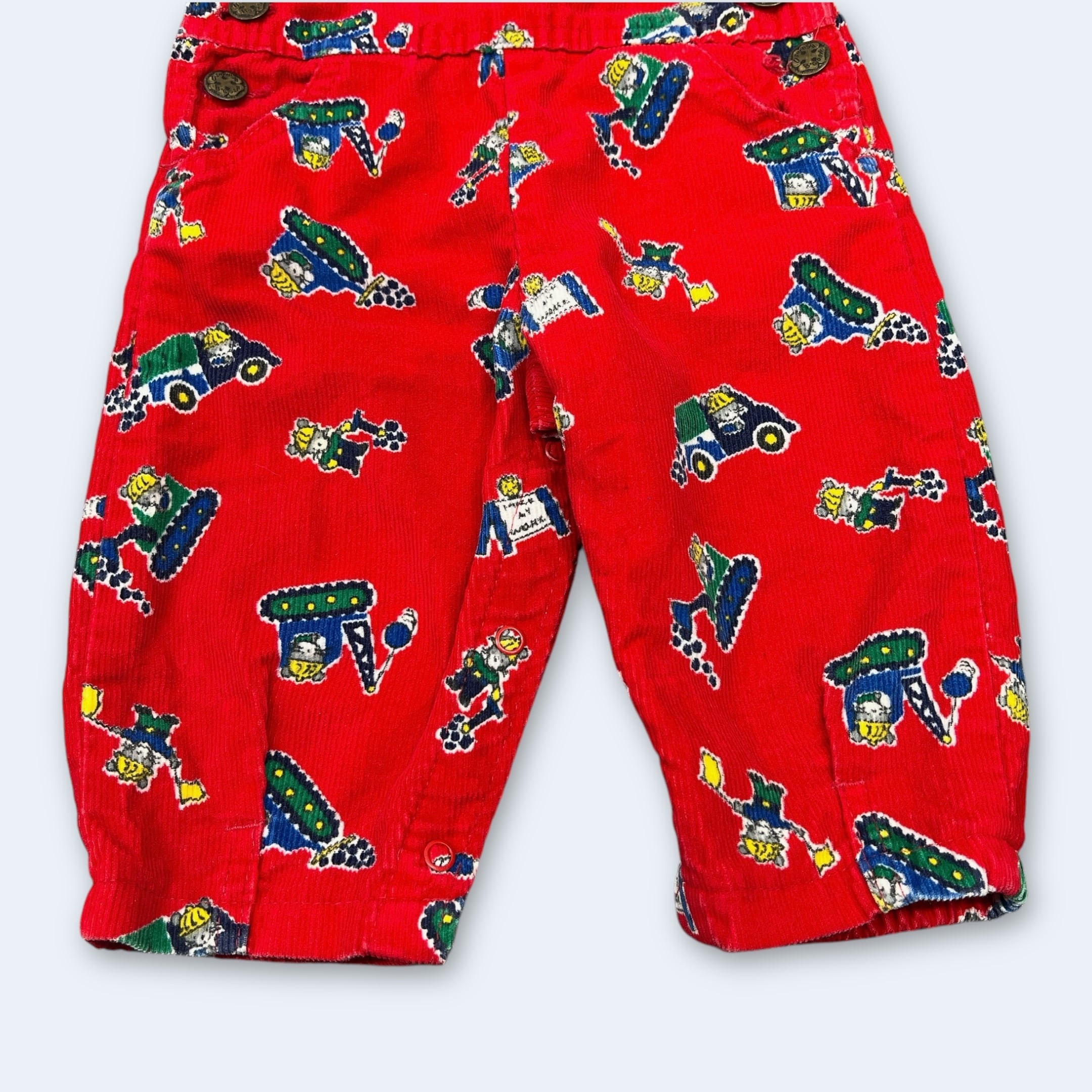 6-9M】USA製 OSHKOSH patterned corduroy overall オシュコシュ ねずみ