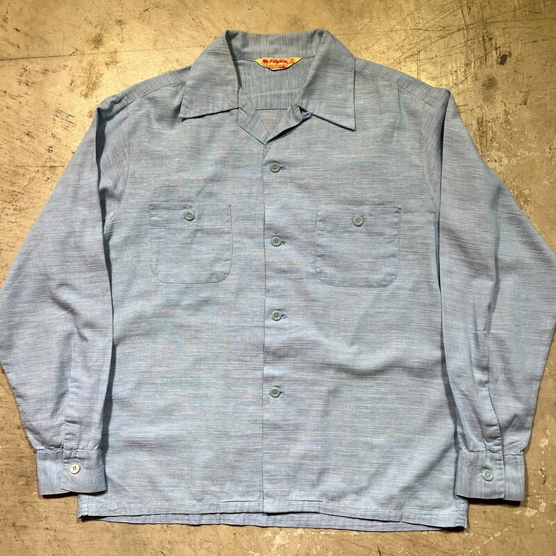 ‼️セール‼️vintageシャツ　50's ブルー　開襟シャツ