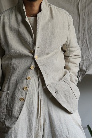 <STYLING> ⇨ Vincent Jalbert - Full Vintage Linen 6 Buttons Jacket Lined (natural)