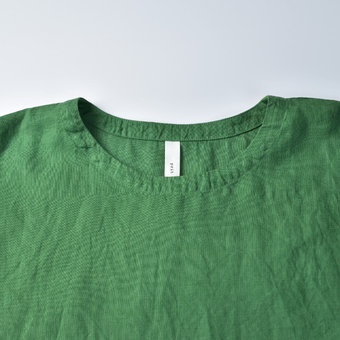 prit プリット フレンチリネン 5分ビッグスリーブプルオーバー・グリーン 真夏にピッタリのプルオーバーです。