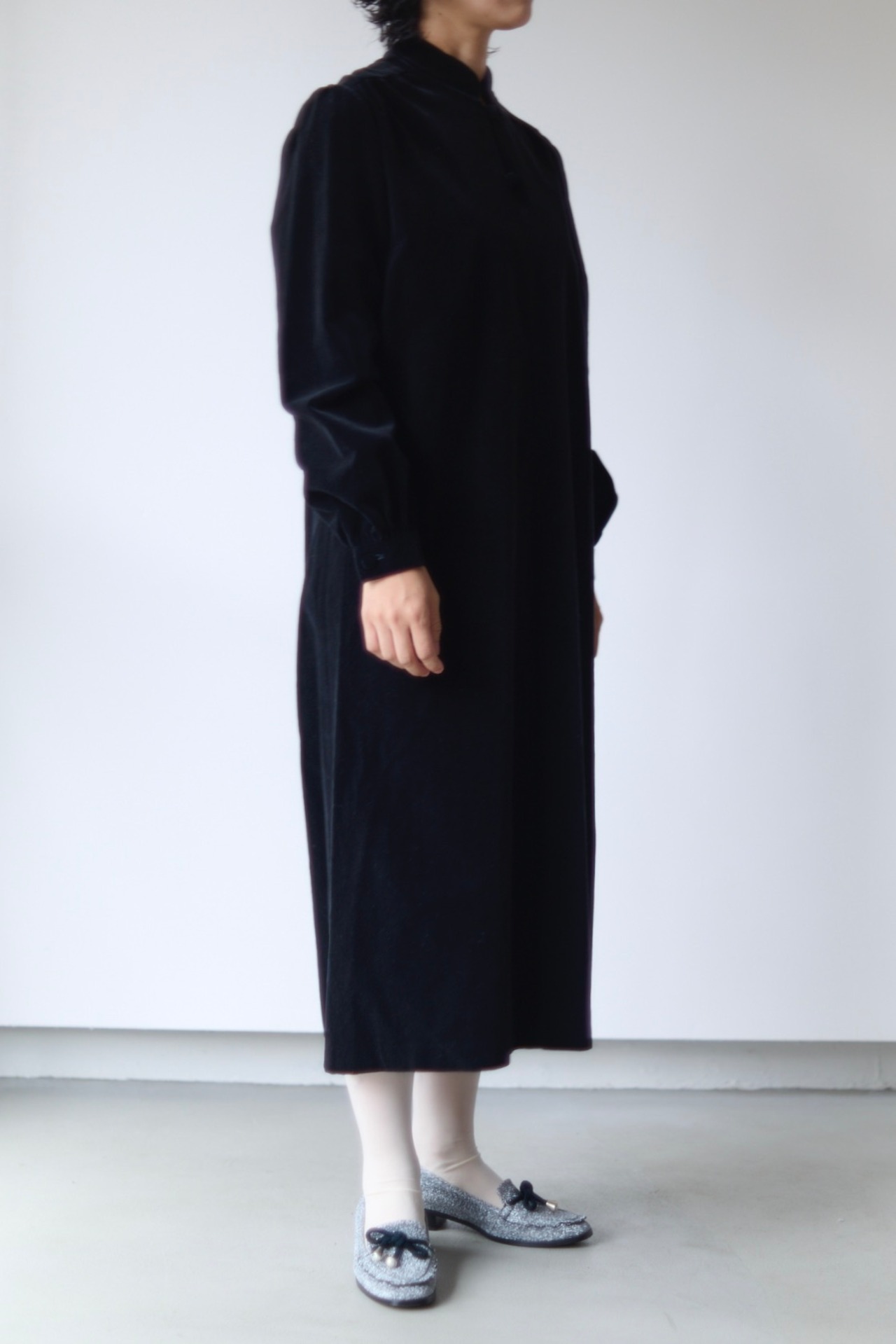 Minimal black velvet dress