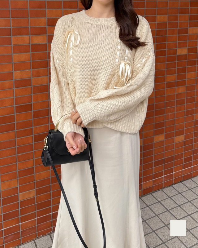 リボンテープモヘヤタッチニット