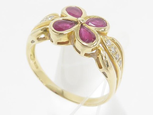 【完売しました】デザインルビーリング ルビー0.77ct ダイヤ0.05ct K18