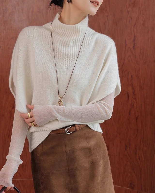 全2色/ドルマンスリーブ ウールニット