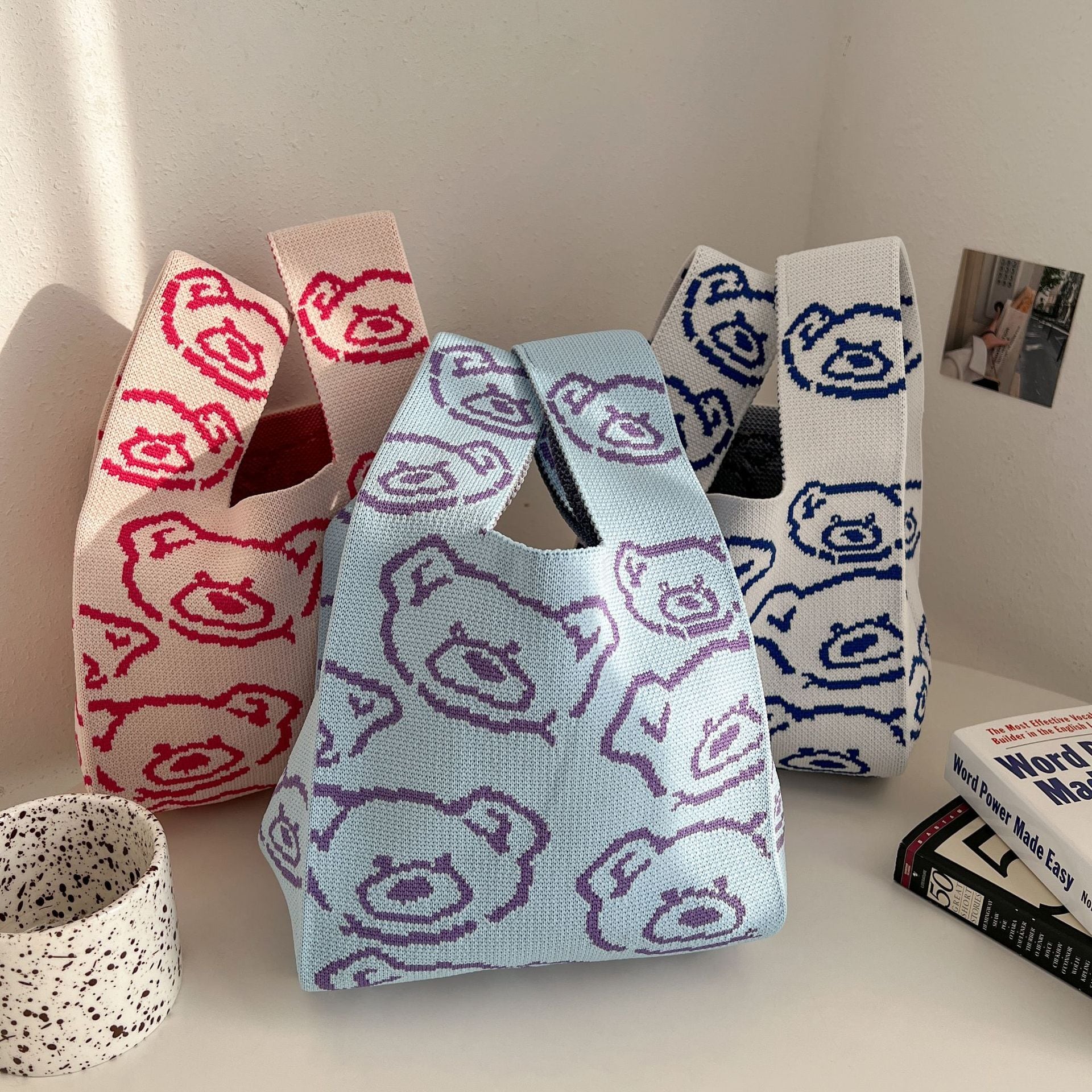 ニットバッグ ミニバック 韓国 クマ 新品 ランチバッグ プレゼント