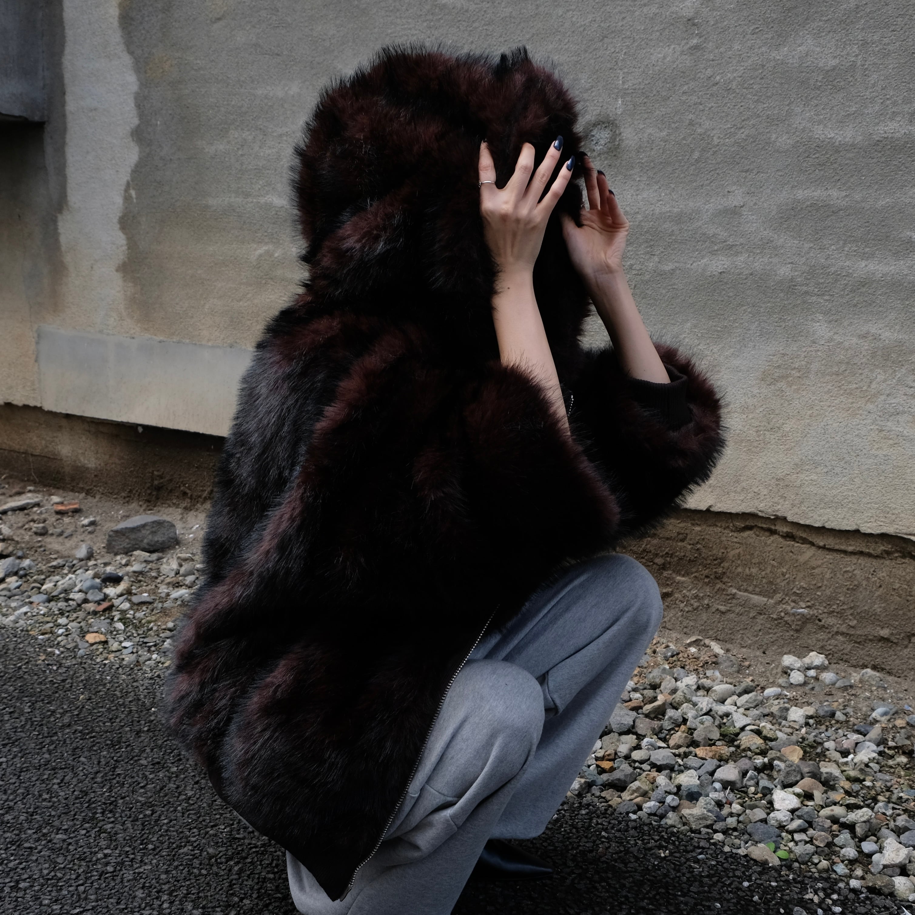 COCOON HOOD FUR / D.BRN | FELIM