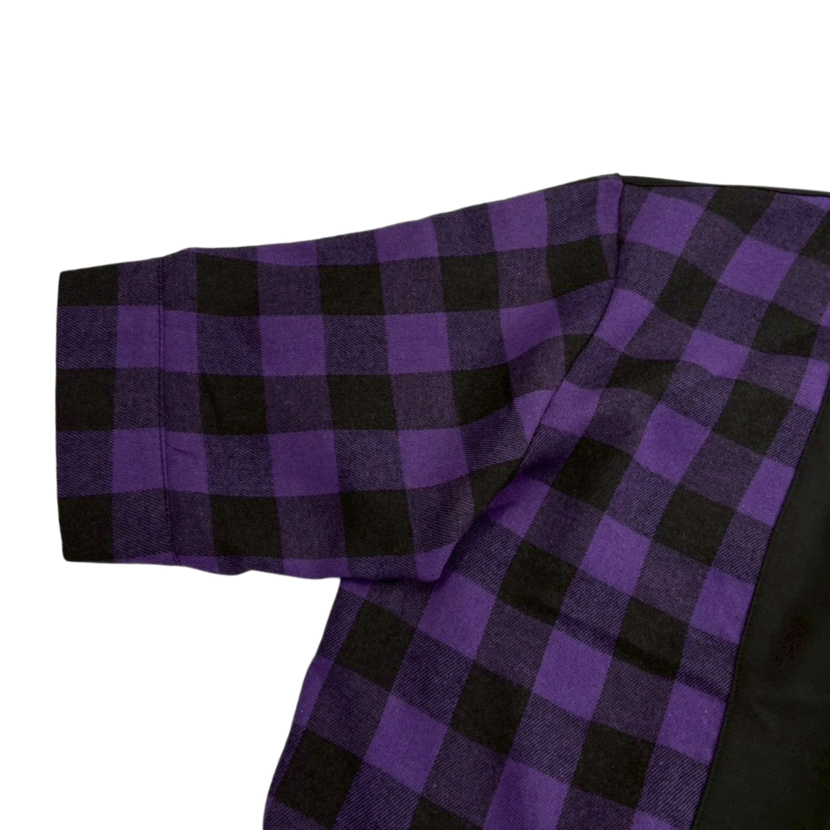 A18545 美品 GroundY チェック切り替え アシンメトリーシャツ 紺1 超OVERSIZE 袖丈アシンメトリーチェック柄切替シャツ | NIER CLOTHING