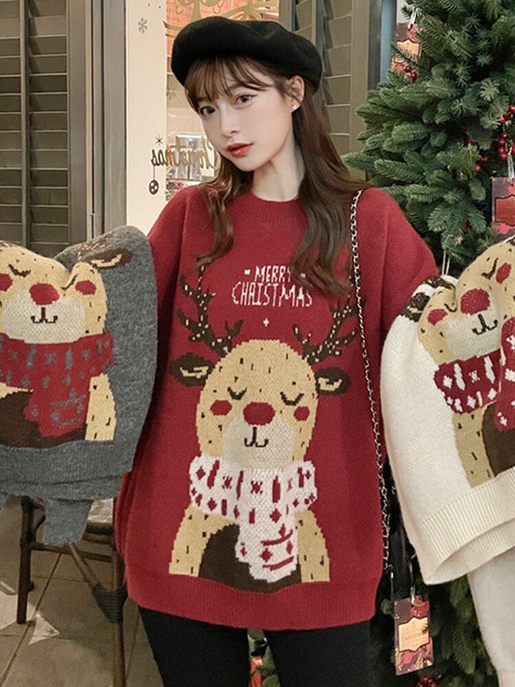 セーター オータムウィンタールーズスタンダードニットトップス レトロ 秋物 冬物 試着室33823427571