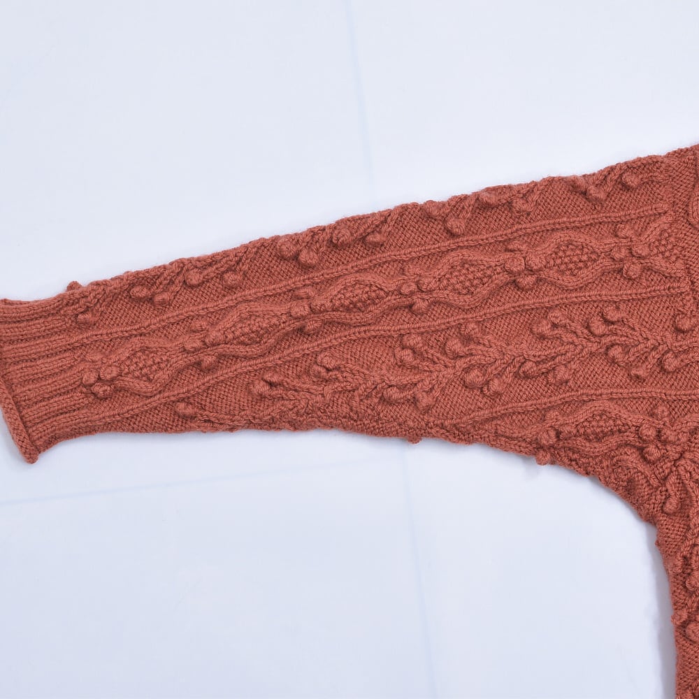 Vintage オーバーシルエット アラン模様 & 花柄 ジャガードデザイン