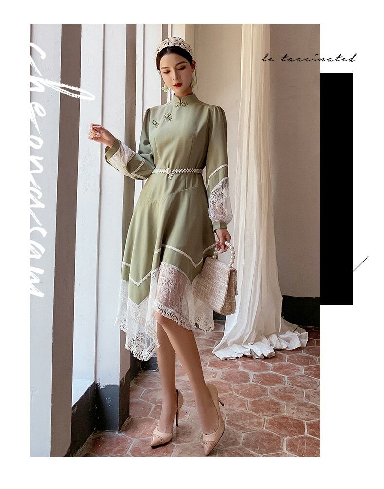 &ellecy アンドエルシー　チャイナドレス　ワンピース 楽天市場】ワンピース チャイナドレス 刺繍 花柄 五分袖 ドレス ロング