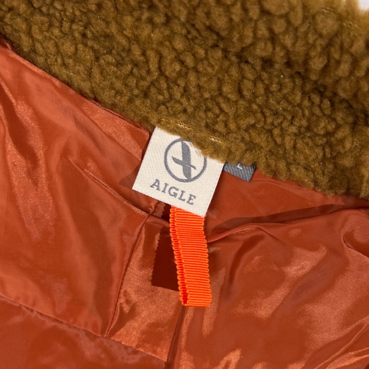 AIGLE エーグル ダブルジップ フリースジャケット サイズ L /キャメルブラウン×オレンジ/アウトドア/裏地付き