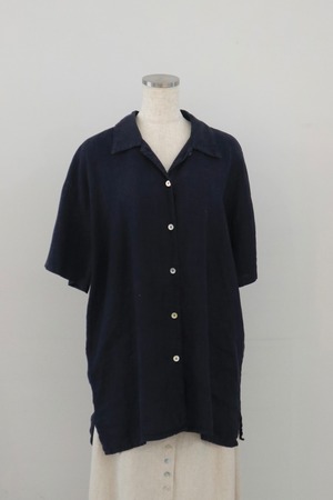 navy linen half sleeve shirt