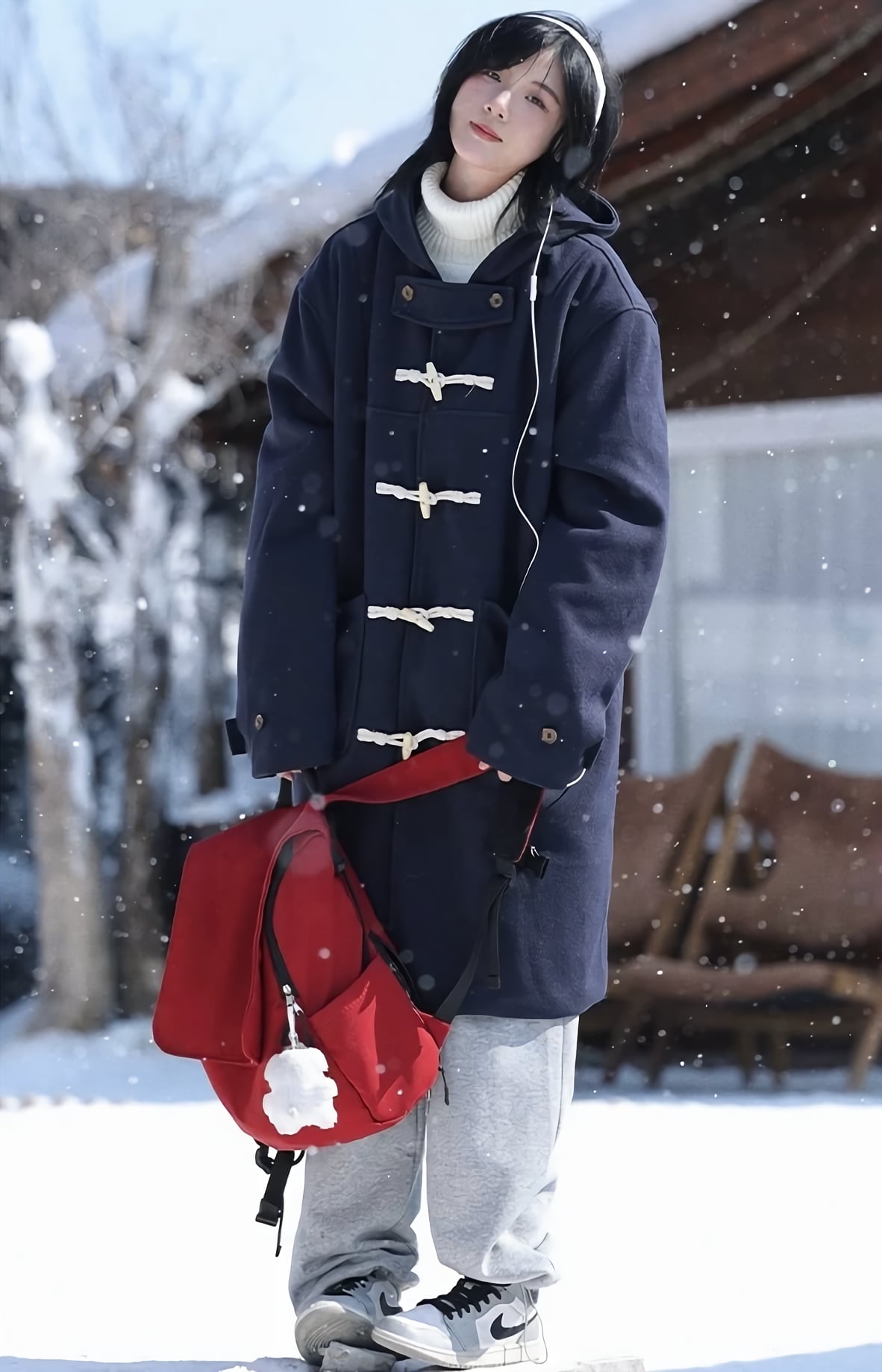 着丈112 XL ノーティカ ボア フリース ダッフルコート ブルー ロゴ刺繍 着丈112 XL ノーティカ ボア フリース ダッフルコート ブルー ロゴ刺繍