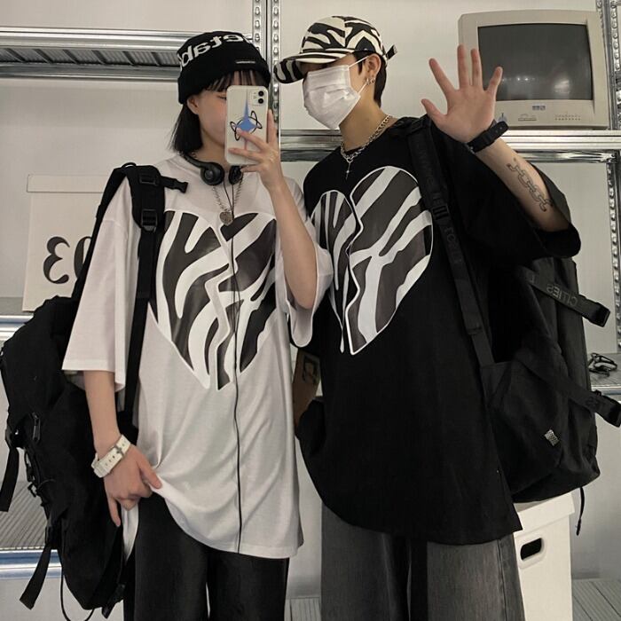 スタイルルーズプリントTシャツ レディースラウンドネックトップス 大きめサイズ かわいい Oネック ケッペル81330454011