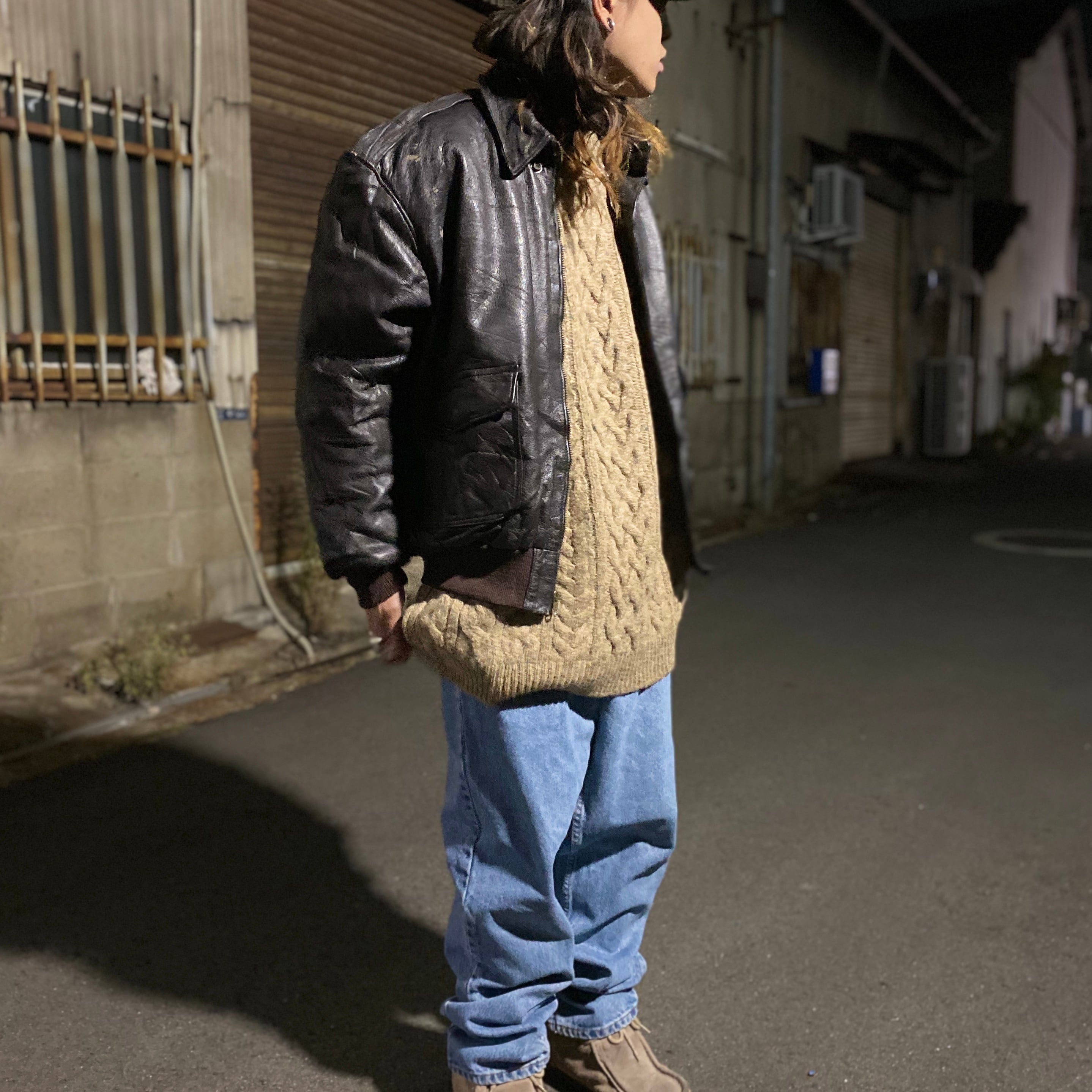 USA LLbean レザージャケット A-2 type vintage