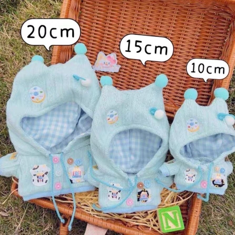 10cm 15cm 20cm】選べるツノ付きパーカーポンチョ ピンク ブルー ちび