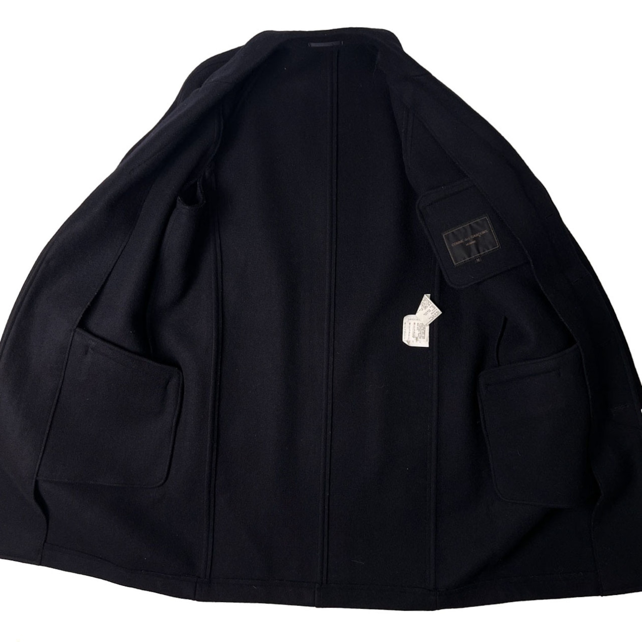 90s COMME des GARCONS HOMME コムデギャルソン オム メルトンウール オーバーコート M /ネイビー/AD1998/田中オム