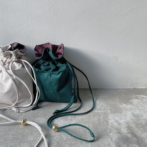 Suede frill pouch bag