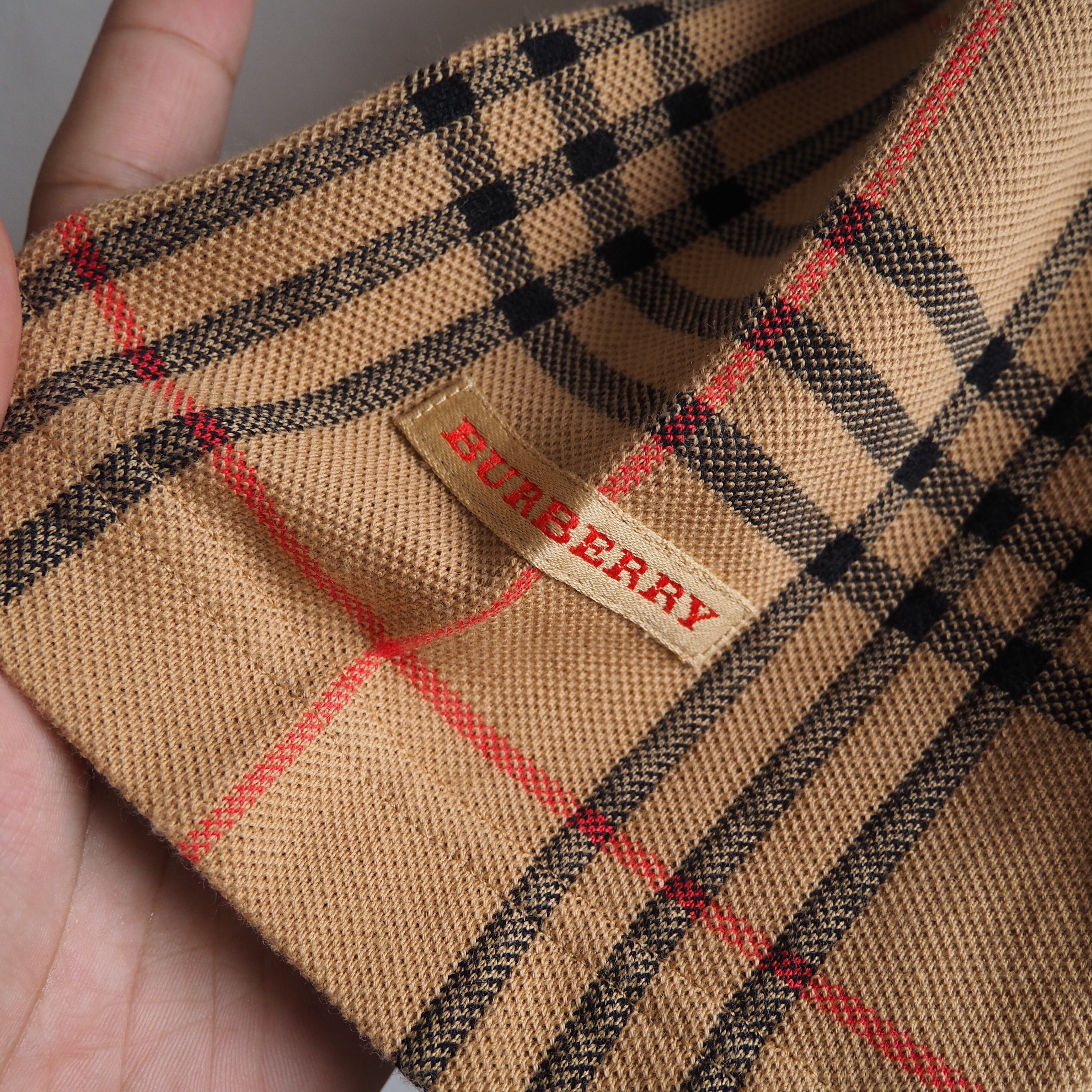 1990s ” Old BURBERRY ” Nova check Camel color vintage cotton polo shirt