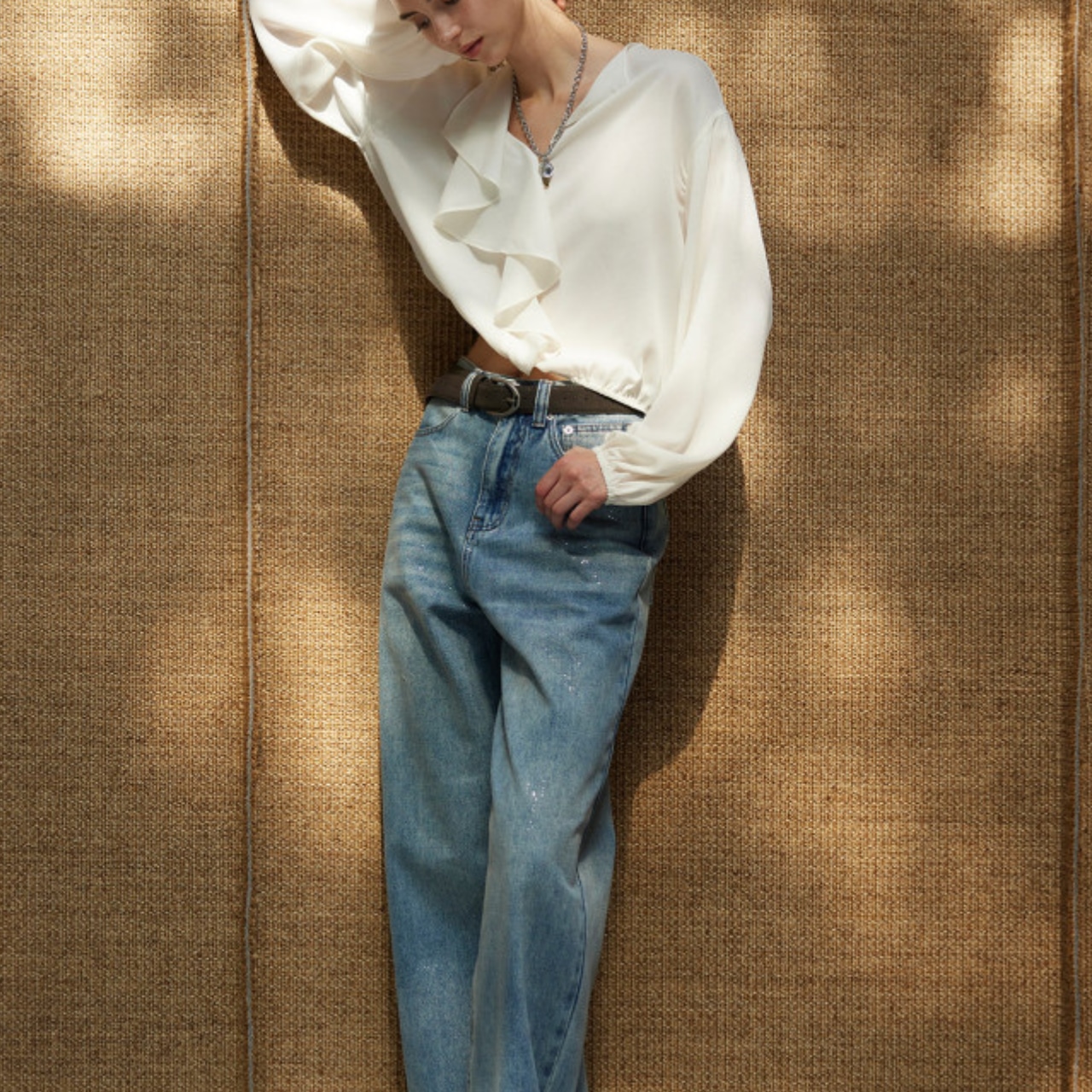 Frilled Cropped Blouse T0723