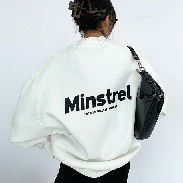 ★予約★D-536　2025秋新作♡Minstrel英字プリントスウェット　ホワイト