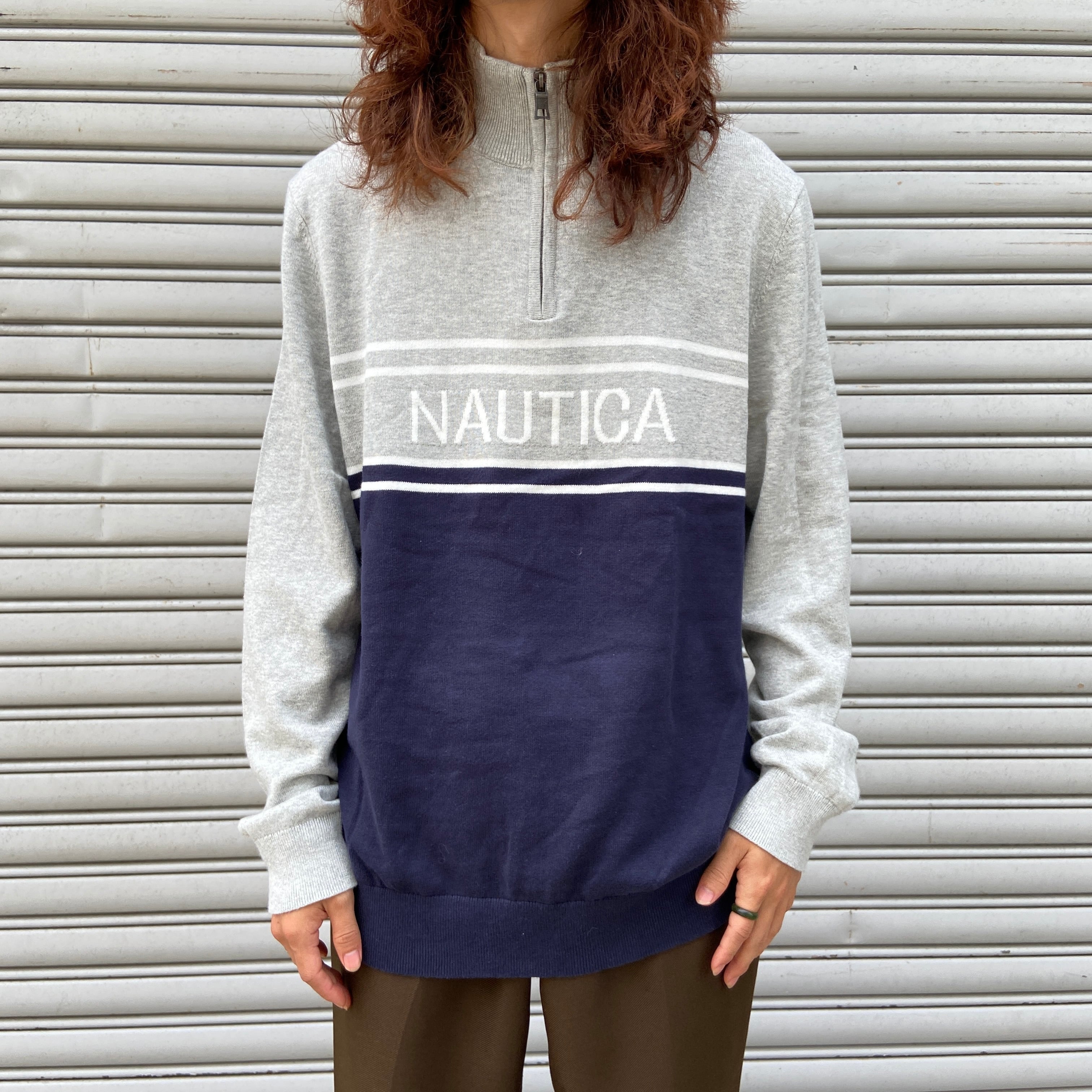 ノーティカ NAUTICA コットンニットハーフジップセーター メンズM /eaa363898