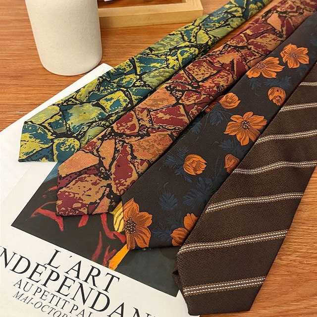 ♫一本で、クラシックと個性を！【XINGZHUシリーズ】★ネクタイ★ 6花柄選択可能 ユニセックス アクセサリー 飾り物
