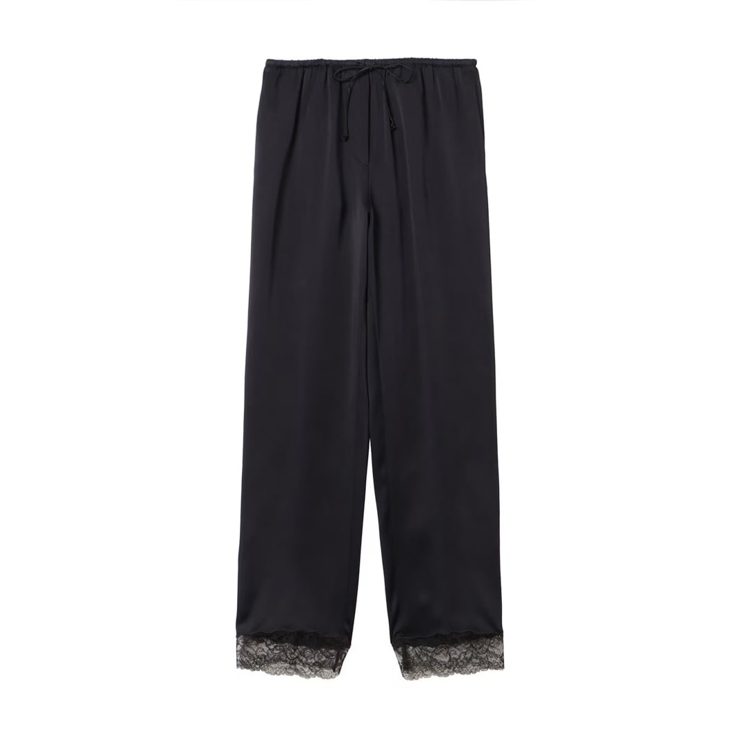 forte_forte LACE PANTS NAVY
