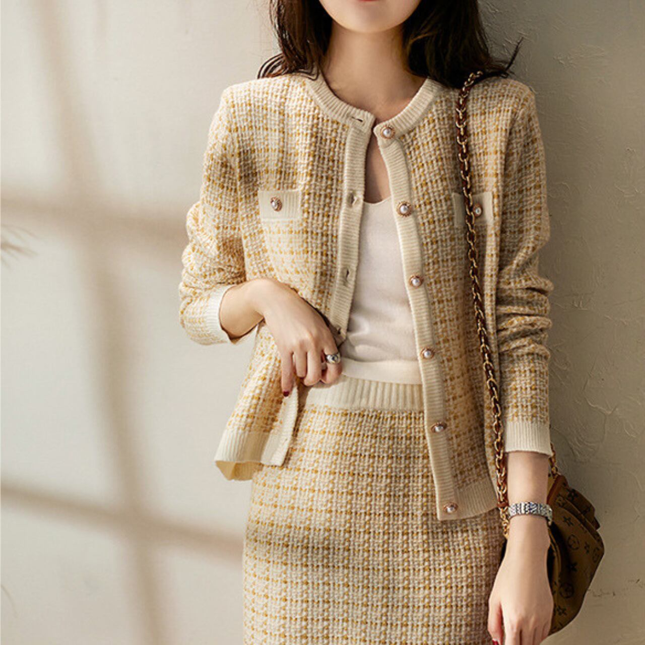 ツイード ニット スカート セットアップ 3412436