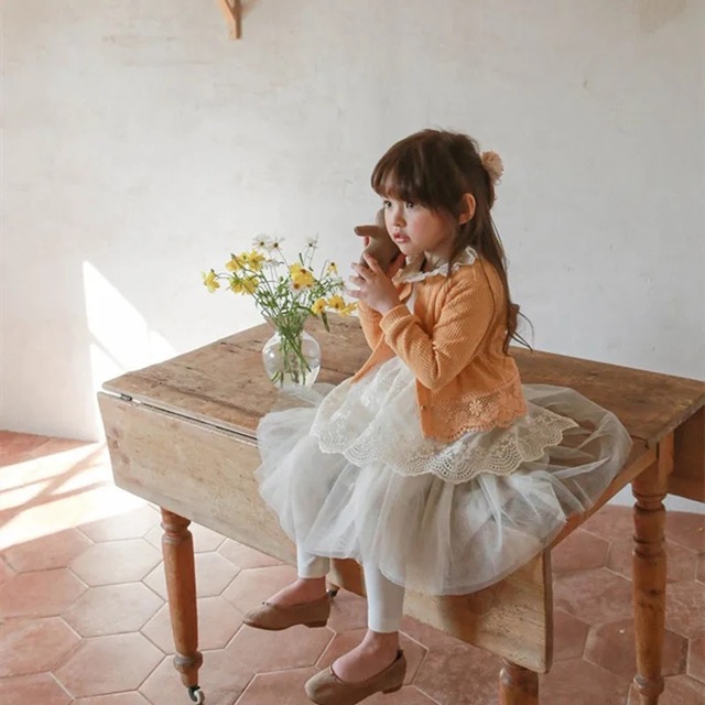 裾レースカーディガン