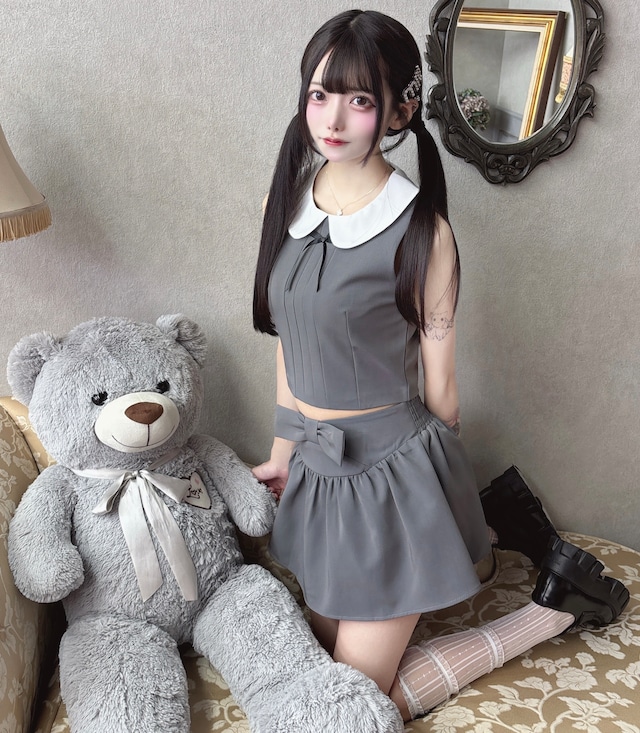 ドールライク衿付きショート丈セットアップ