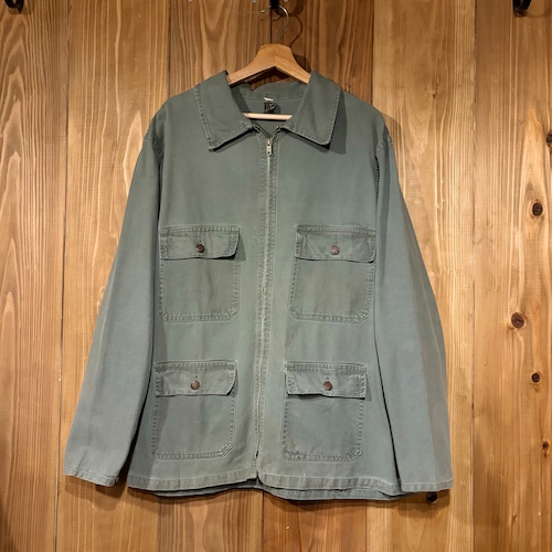 60s フレンチ ヴィンテージ ワークジャケット 13スター カバーオール L ブルーワーク コットンツイル 4ポケ ユーロ メカニックジャケット