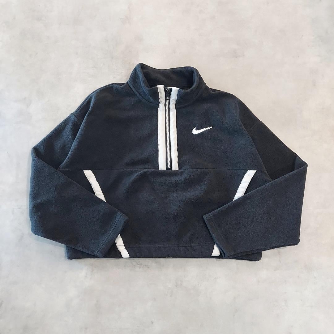 NIKE ナイキ フリース 古着 ハーフジップ ショート丈 XL 黒 16524 NIKE ナイキ フリース 古着 ハーフジップ ショート丈 XL 黒 16524 | fuufu