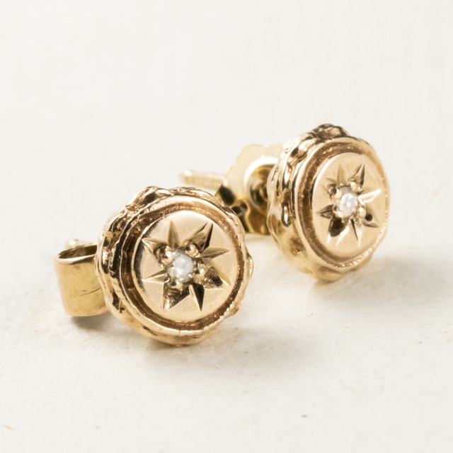 販売済 Thank You K9イギリス　バーミンガム　アンティークピアス　1904年　ダイヤモンドピアス（キャッチused)　DE00034