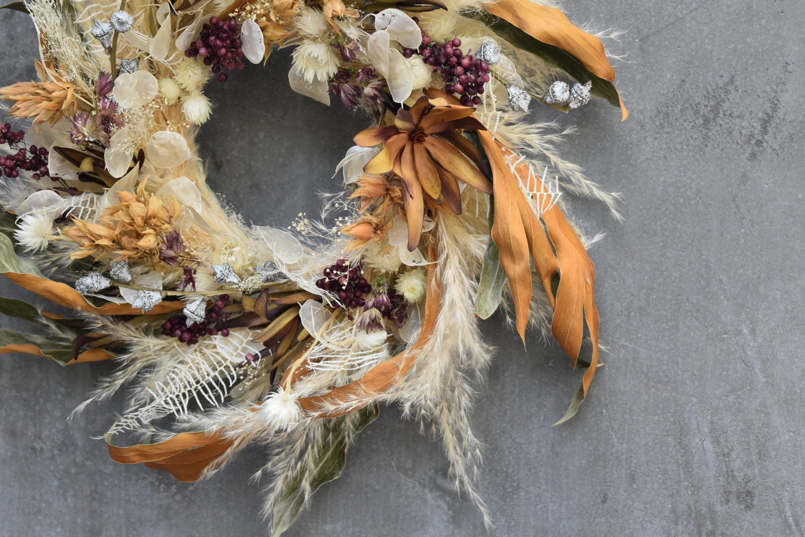開店祝いやギフトにもおすすめ】秋のドライフラワーリース