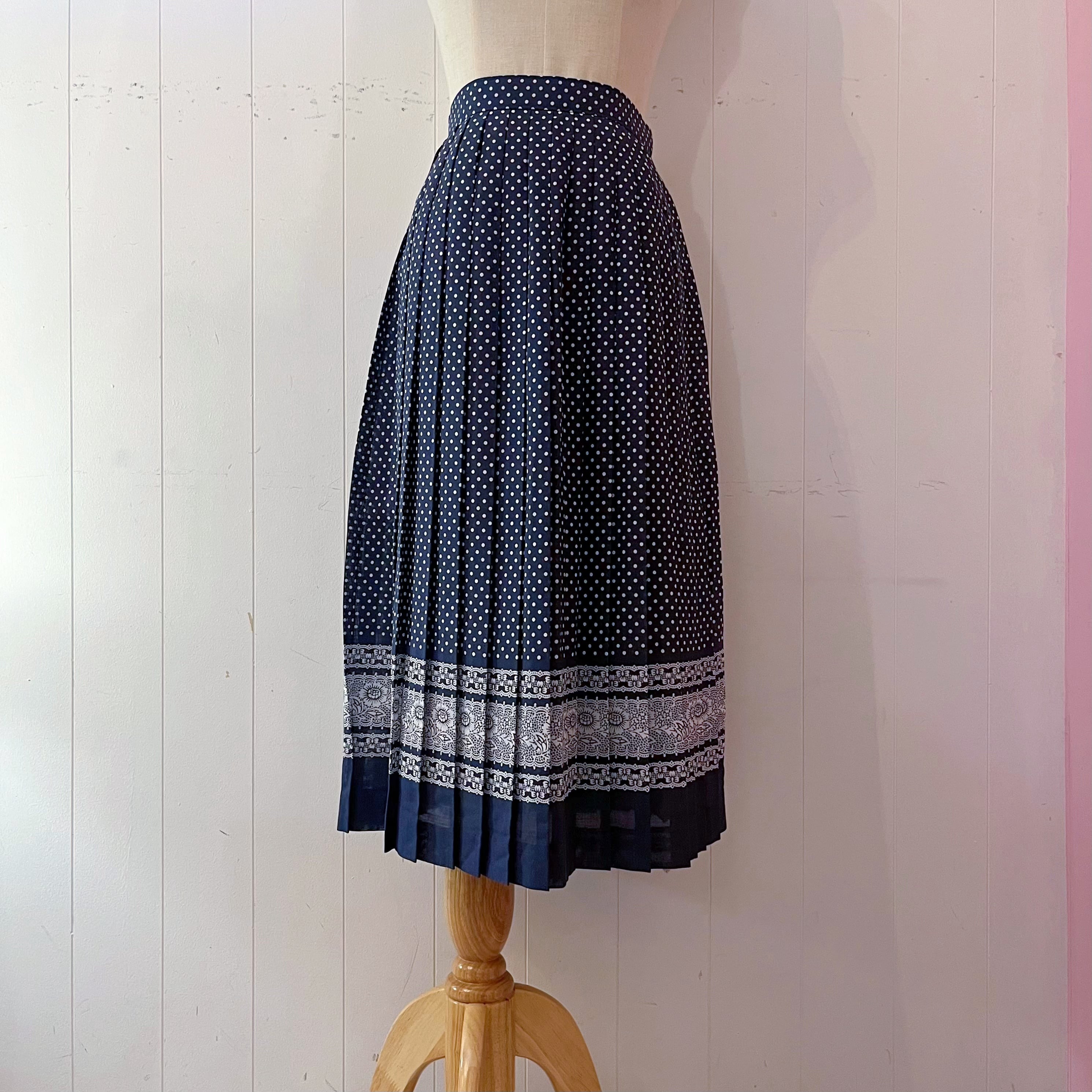 flower lace printed pleats skirt