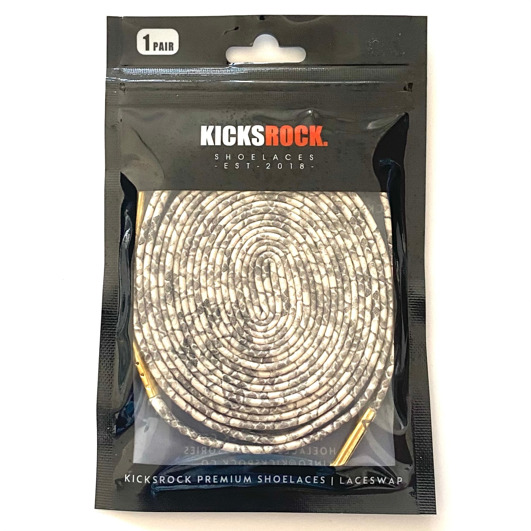 SNAKE LEATHER SHOELACES 【WHITE】 | KICKSROCK