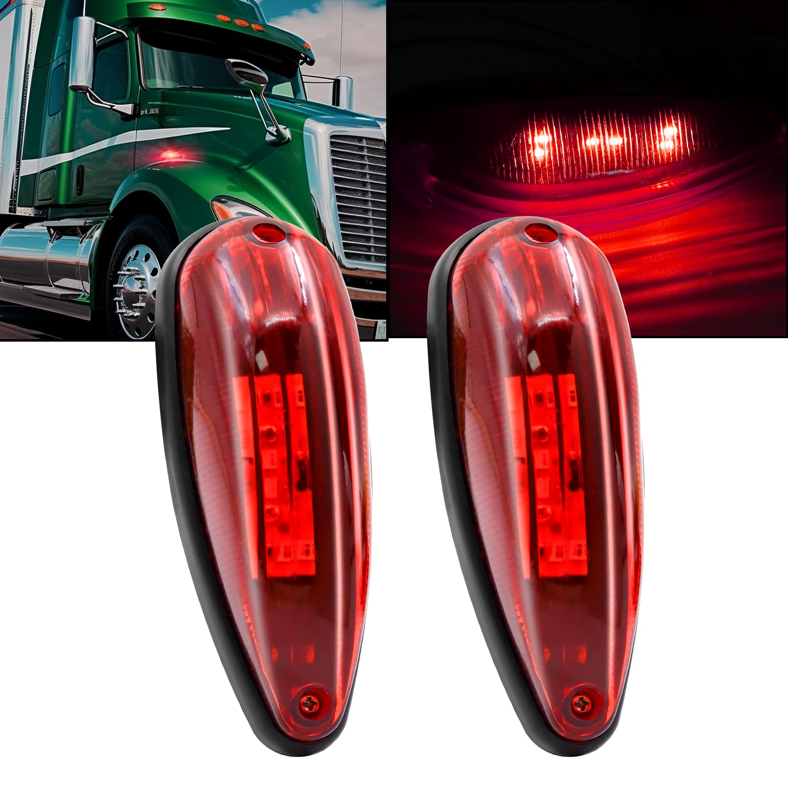 Ygmylandbb キャブ ルーフトップマーカー キャブマーカーライト サイドマーカー 車幅灯 路肩灯 コーナーランプ 12V 24V レッド 兼用 超高輝度 汎用 ランニングランプ 6 LEDライト トラック カスタム 2個セット